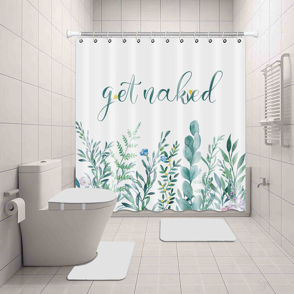 Green Leaves Bathroom Accessories Cloth Washable Water Proof Shower