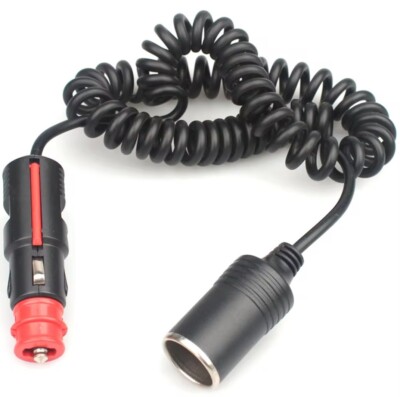 12V 24V KFZ Zigarettenanzünder Stecker mit Spiralkabel und Buchse  Verlängerung