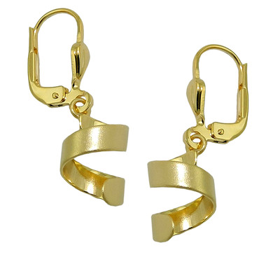REAL GOLD *** Spiral Drop Earrings 28mm