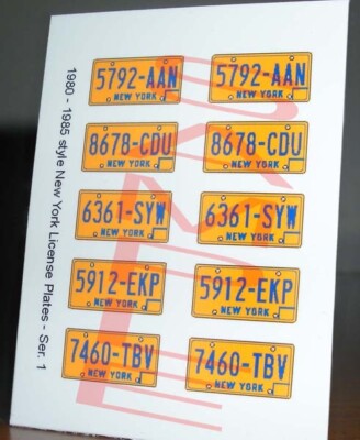 1980 - 1985 NEW YORK miniature LICENSE PLATES for 1/25 scale MODEL CARS PLS READ