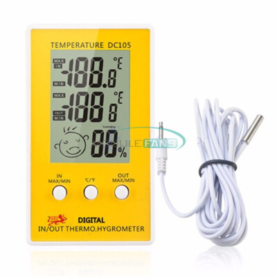 Digital DC105 LCD Indoor/Outdoor Humidity Hygrometer Thermometer Meter  Cable