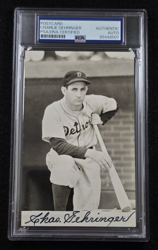 CHARLES GEHRINGER Signed Real Photo Postcard-HOF-DETROIT-TIGERS-PSA - Picture 1 of 4