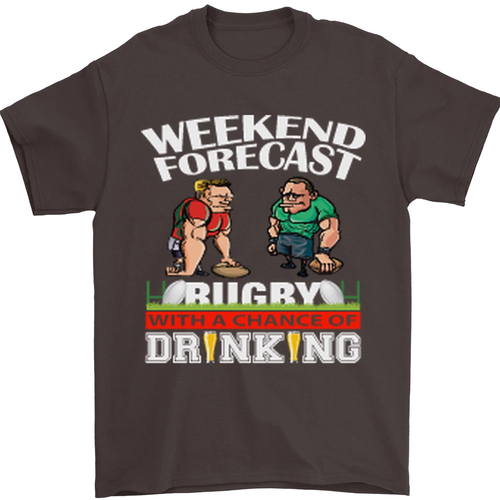 Weekend Forecast Rugby Funny Beer Alcohol Mens T-Shirt 100% Cotton - Picture 11 of 11