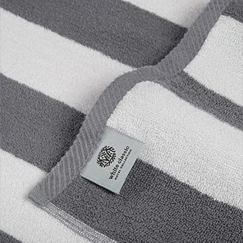 Bath Sheet Towels X Large Size 35x70  Gray Cabana Stripe 2 Pk  Highly Absorbent - Image 3 of 4