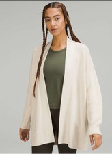 Lululemon Merino Wool Blend Ribbed Long Wrap Sweater White Opal Size 0