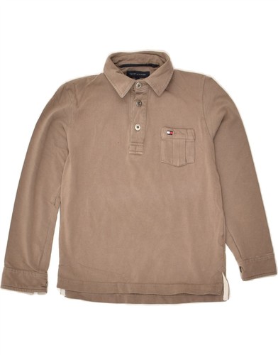 Tommy Hilfiger Jungen Langarm Poloshirt 7-8 Jahre Braun Baumwolle RO06