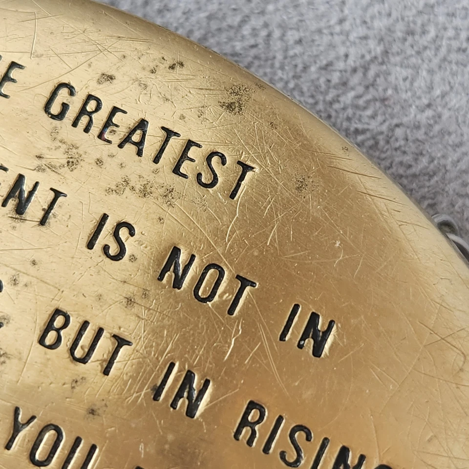 Vintage 70s BBB belt buckle men's solid brass Vincent Lombardi quote Made Taiwan - Image 2 of 4