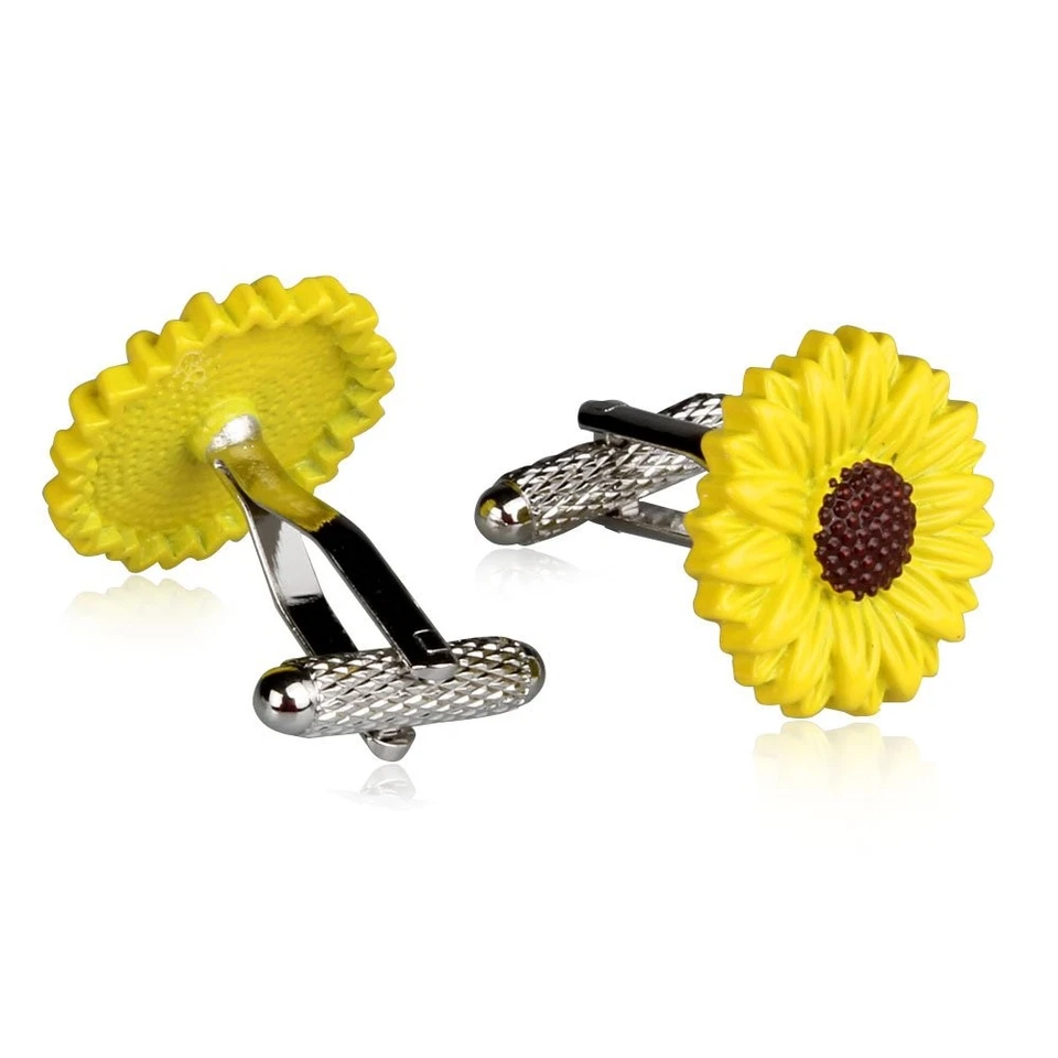 Sunflower Cufflinks Silver Mens Accessories Gift Box Wedding Jewelry - Image 2 of 4