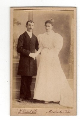 cdv Brautpaar Ende 19. Jh. Werkstatt Girard in Mantes sur Seine