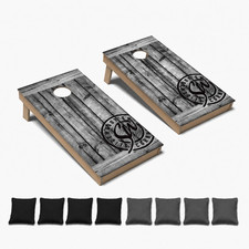 Grey Barnwood Premium CORNHOLE BEANBAG TOSS GAME Set with Tossing Bags