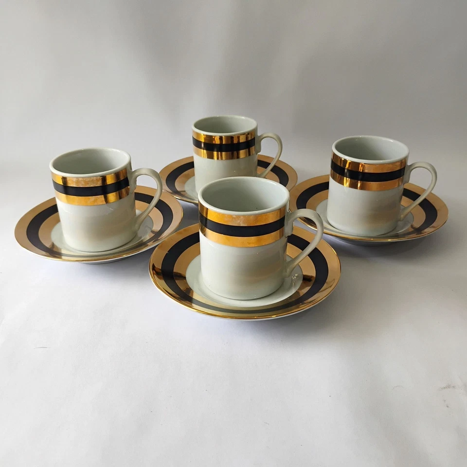 Juego de 4 tazas I Godinger Arlequín Expresso negras y doradas Home Essentials Foto 3 de 4