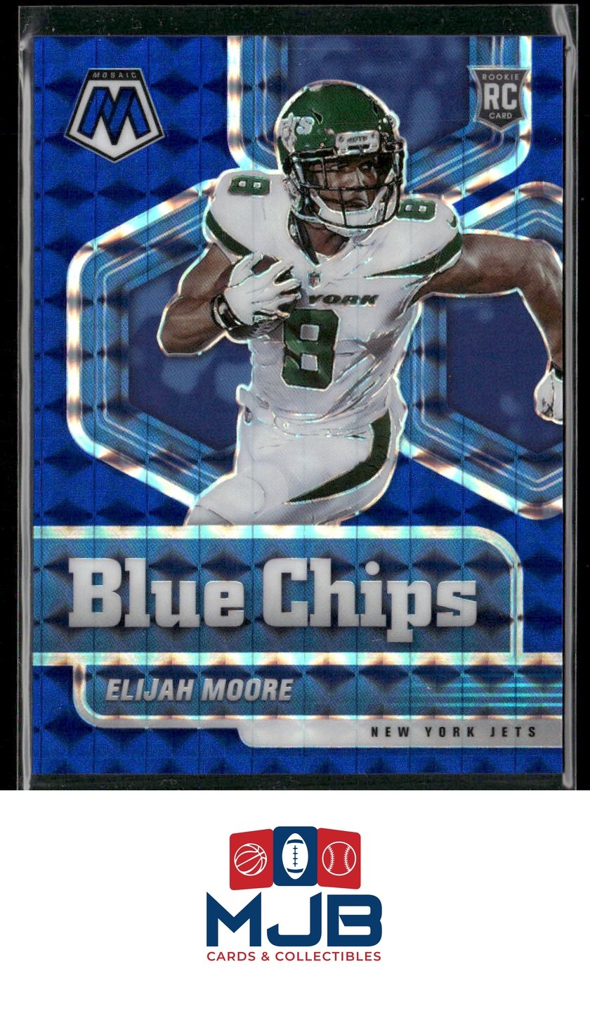 2021 Panini Mosaic Elijah Moore Blue Chips Prizm Blue #26/99 #15 Rookie