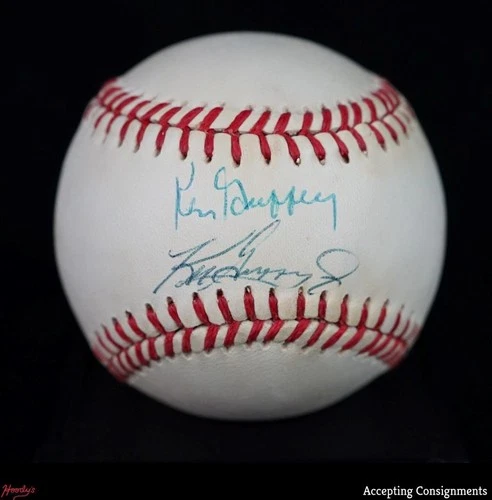 Ken Griffey Jr Ken Griffey Sr Signed Rawlings Official OAL Baseball AUTO JSA COA