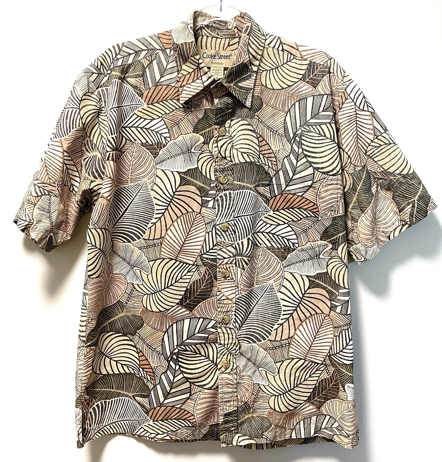 Cooke Street Hawaiian Aloha Shirt Leaf Print in Sz: S
