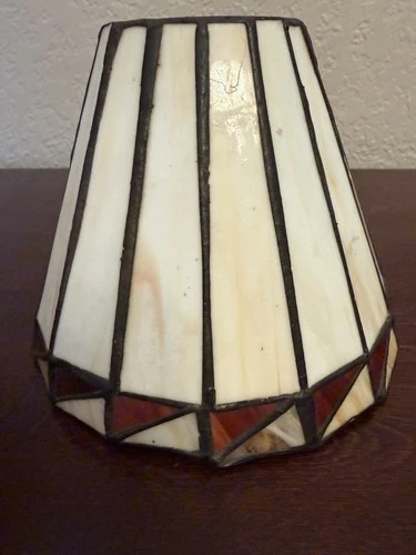 Vintage Tiffany Style Prairie Mission Stained Glass Small Lamp Shade 6” Wide