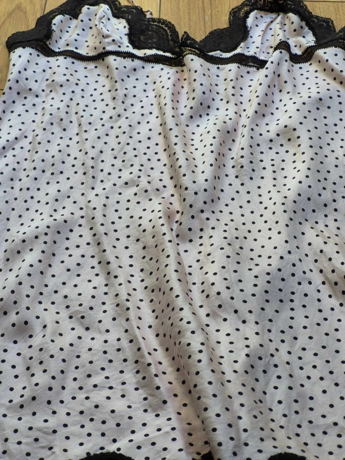 UNDERCOVER Abito slip babydoll Victorias Secret Y2k rosa seta nero a pois pizzo M