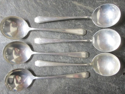 Towle Cascade Lot Of 6 Soup Spoons Sterling 212.7 Grams 925 Scrap Use Monogram