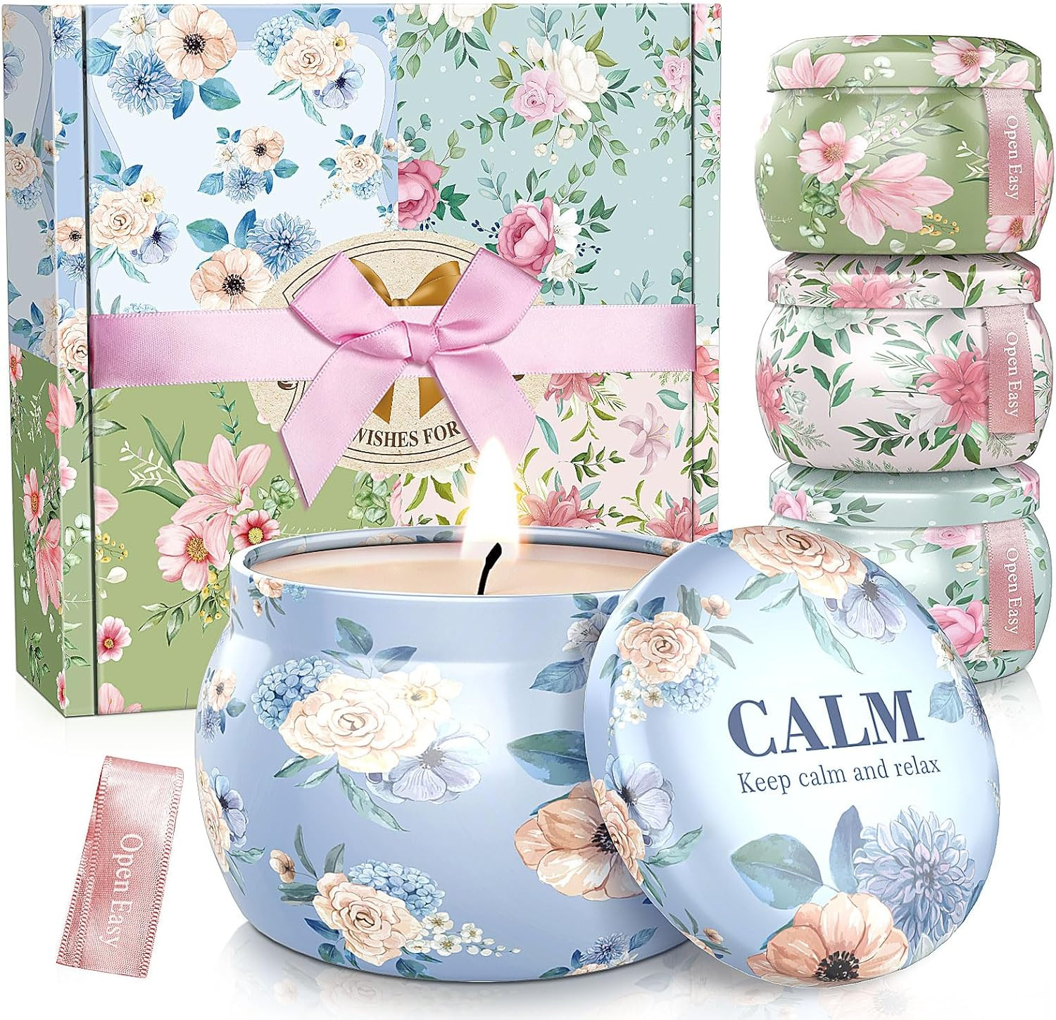 Eco-Friendly 17.6 oz Scented Candle Set of 4, Multicolor Home Decor  -image