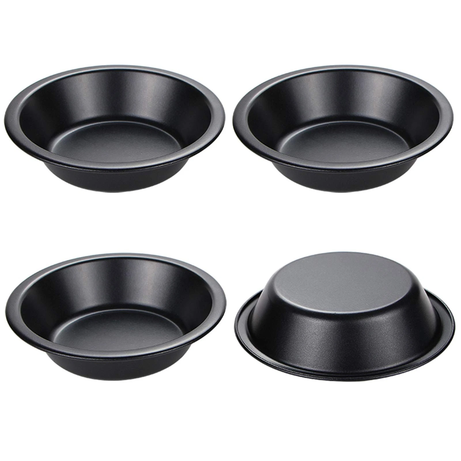 Webake Mini Pie Pans 5 Inch Tins, 4 Pack Nonstick Round 5" Pan, Black