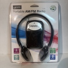 GPX Portable AM/FM Radio With Headphones Belt Clip Built In Speakers