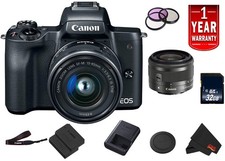 Canon EOS M50 Mirrorless Digital Camera International Model w/ 15-45 is STM Lens