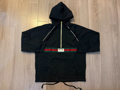 Gucci Cotton Jersey Sweatshirt with Web hoodie black sz L
