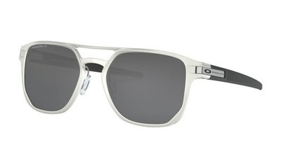 Oakley OO4128-0153 Latch Alpha Polarized Sunglasses Matte Silver/Prizm Black