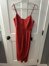 Lulus Red Midi Slip Dress V-Neck Sleeveless Strappy Straps Zip Size M