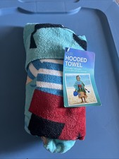 Summer Time Kid's Pirate Hooded Beach or Bath Cotton Towel Poncho - 24"W x 48"L