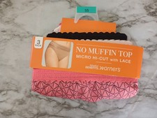 Warner's 3pk No Muffin Top Micro Hi Cut with Lace Size Small 5
