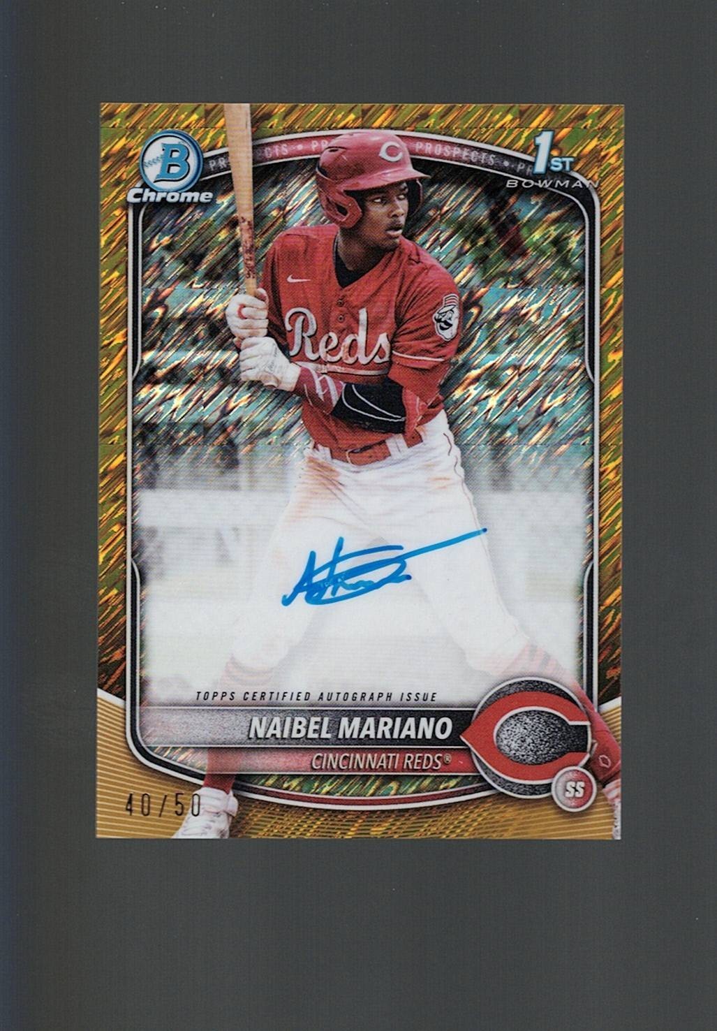 2025 Bowman Chrome NAIBEL MARIANO Gold Shimmer Refractor Auto 40/50 1st Bowman