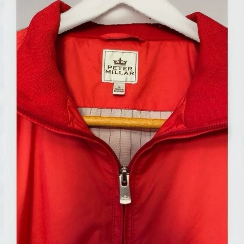 Peter Millar Sz L Zip Jacket Windbreaker Men's Red image 3