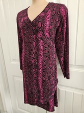MICHAEL Michael Kors Faux Wrap dress  deep fuchsia Snake Side Ruched Sz 2X