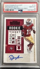 2020 Panini Playoff Rookie Ticket Brandon Aiyuk #110 Red /23 PSA 10 Auto
