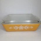 Vintage 1970 Pyrex Gold Butterfly Refrigerator Dish 0503 Ridged Glass Lid 1.5 qt