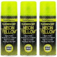 3 x Fluorescent Neon Yellow Spray Paint Matt 200ml Auto Car Creative Paint
