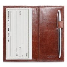 Supple Leather Checkbook Cover with Free Divider - Italian Calfskin Brown