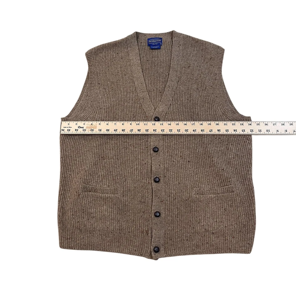 Pendleton Sweater Vest Mens XL Brown Shetland Wool Button Front Cardigan Pockets - Image 3 of 4