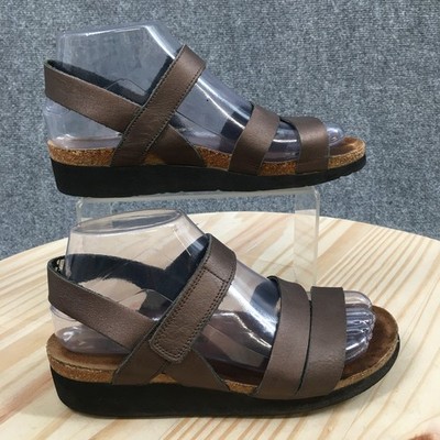 Naot Kayla Sandals Womens 37 Slingback Casual Comfort Cork Wedge Heels Brown