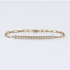 Paperclip Half Tennis Bracelet 14k Yellow Gold 1.20Ct Round Lab Grown Diamond