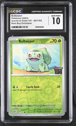 CGC 10 Bulbasaur 001/165 MEW EN-151 Best Buy STAMPED Reverse Holo Pokemon Card