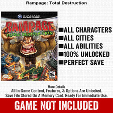 Rampage Total Destruction 100 Nintendo GameCube Memory Card Save CHEATS