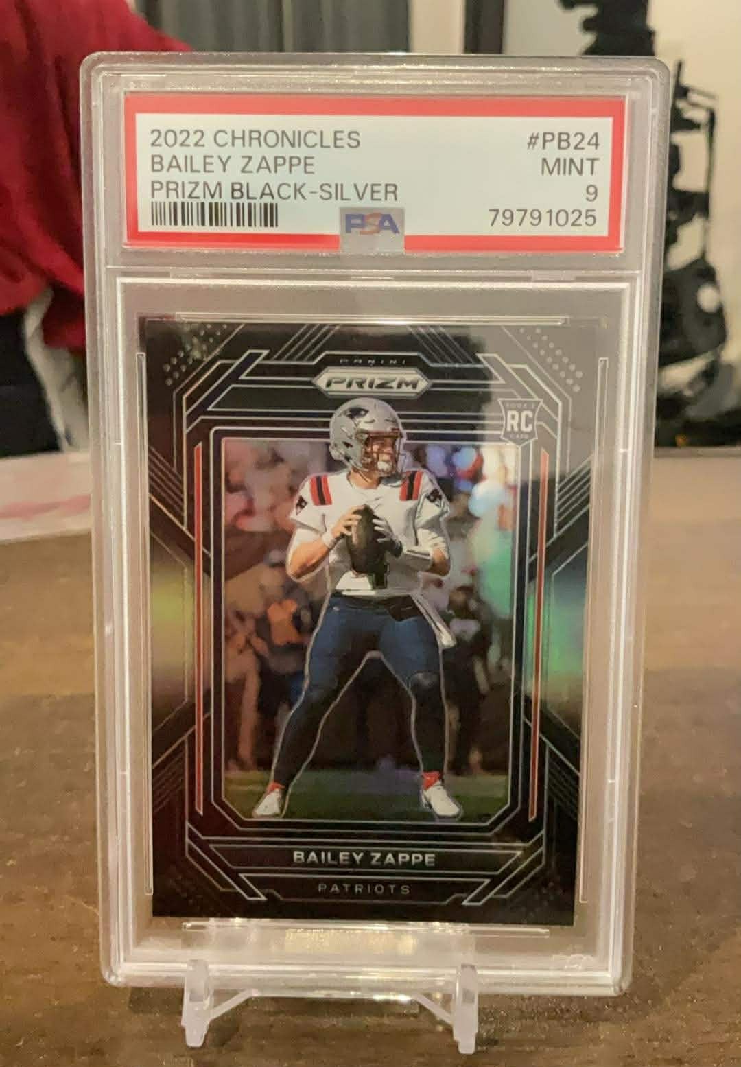 2022 Chronicles Bailey Zappe Prizm Black RC Silver Rookie #PB-24 Patriots Psa 9