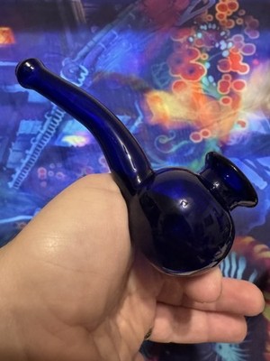 Phoenix Star Sherlock-Style Glass Pipe   5 Inch Curved Cobalt Blue