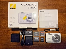 EUC Nikon COOLPIX S6800 Compact Digital Camera 16.0 MP,  12x Zoom- WHITE w/ Box