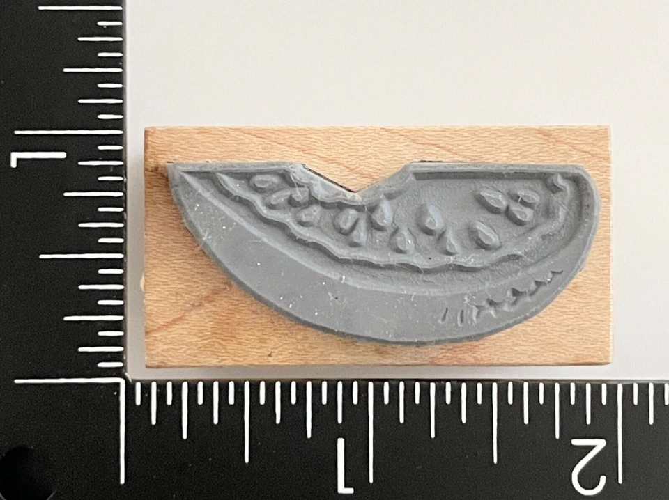 Пурпурный резиновый штамп на ломтик арбуза дерево - Изображение 2 из 3