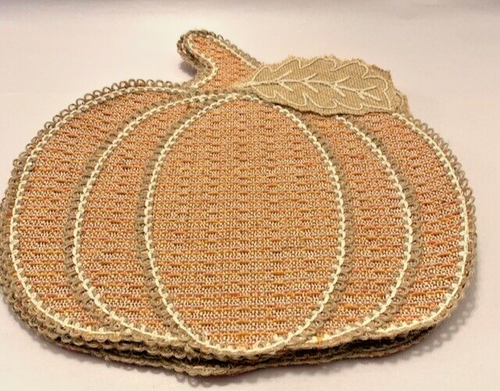 Tahari Tischsets Kürbis Herbst Erntedank rund rustikal Bauernhaus Jute Set 4 - Bild 6 von 21