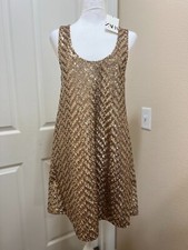 ZARA NWT WOMAN SEQUIN KNIT MINI DRESS GOLDEN - Sz. S - Golden