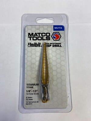 USA MADE Matco Tools Unibit Titanium Step Drill 1/8  - 1/2  13 Hole Sizes MU1TA 