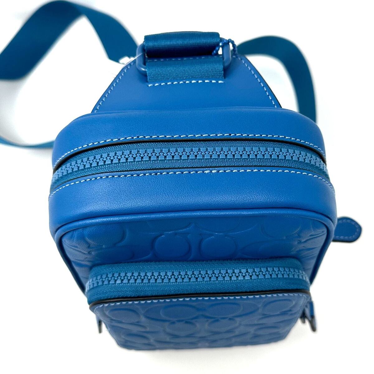 Coach Track Pack 14 In Signature Leather Blue Jay Leather Coach Track Pack 14 In Signature Leather Blue Jay Leather